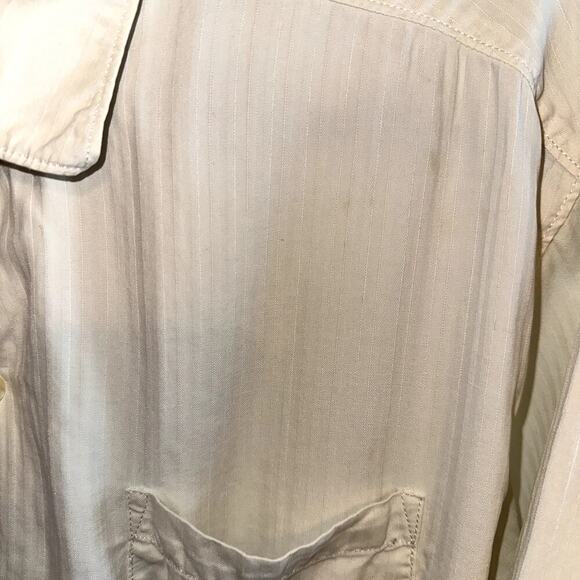 Tommy Bahama Shirt Mens Large Cream Striped Silk Button Up Hawaiian Relax - Picture 2 of 11